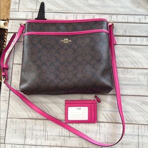 NEW Coach Brown and Pink Crossbody Bag
